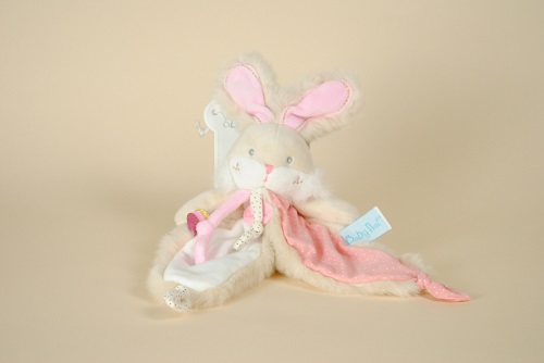 Doudou Lapin Flocon Blanc Beige Baby Nat' - Coeur de Doudou