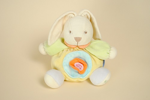 Doudou Lapin Boule Vert Orange Bleu 1 2 3 KALOO 18 cm