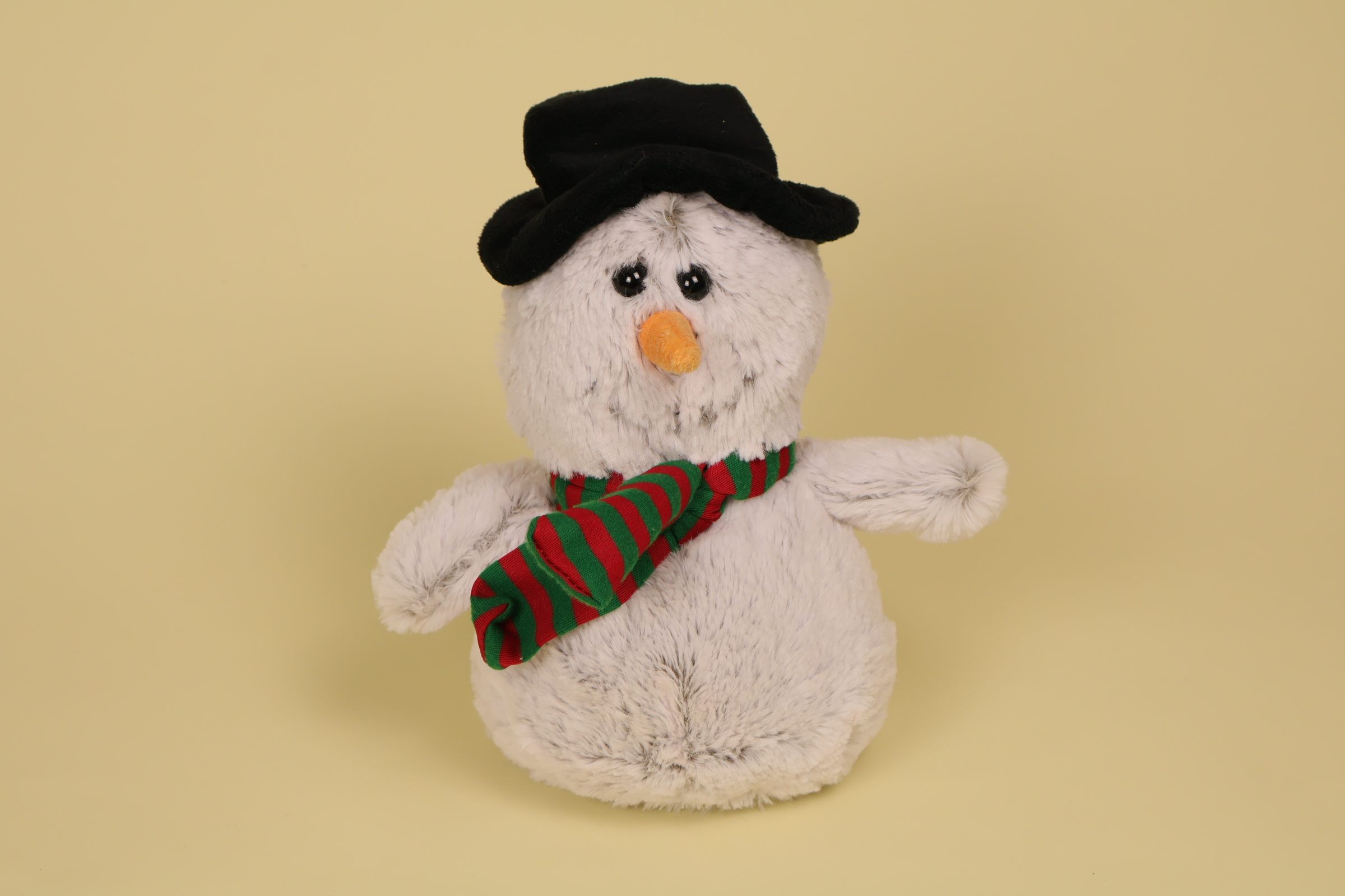 Peluche bonhomme de neige 26 cm avec chapeau et écharpe rayée marque Dressler & Zimmerhackl doudou Noël