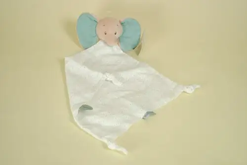 Doudou plat éléphant Axel en lange à pois forme losange collection Axel et Luna marque Nattou peluche bébé