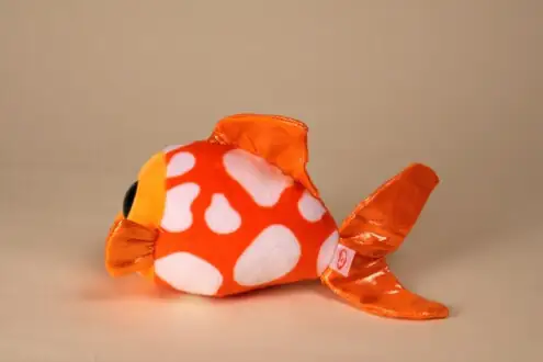 profil Peluche poisson Sami orange blanc nageoires pailletées yeux bleus brillants 15 cm marque TY Beanie Boos