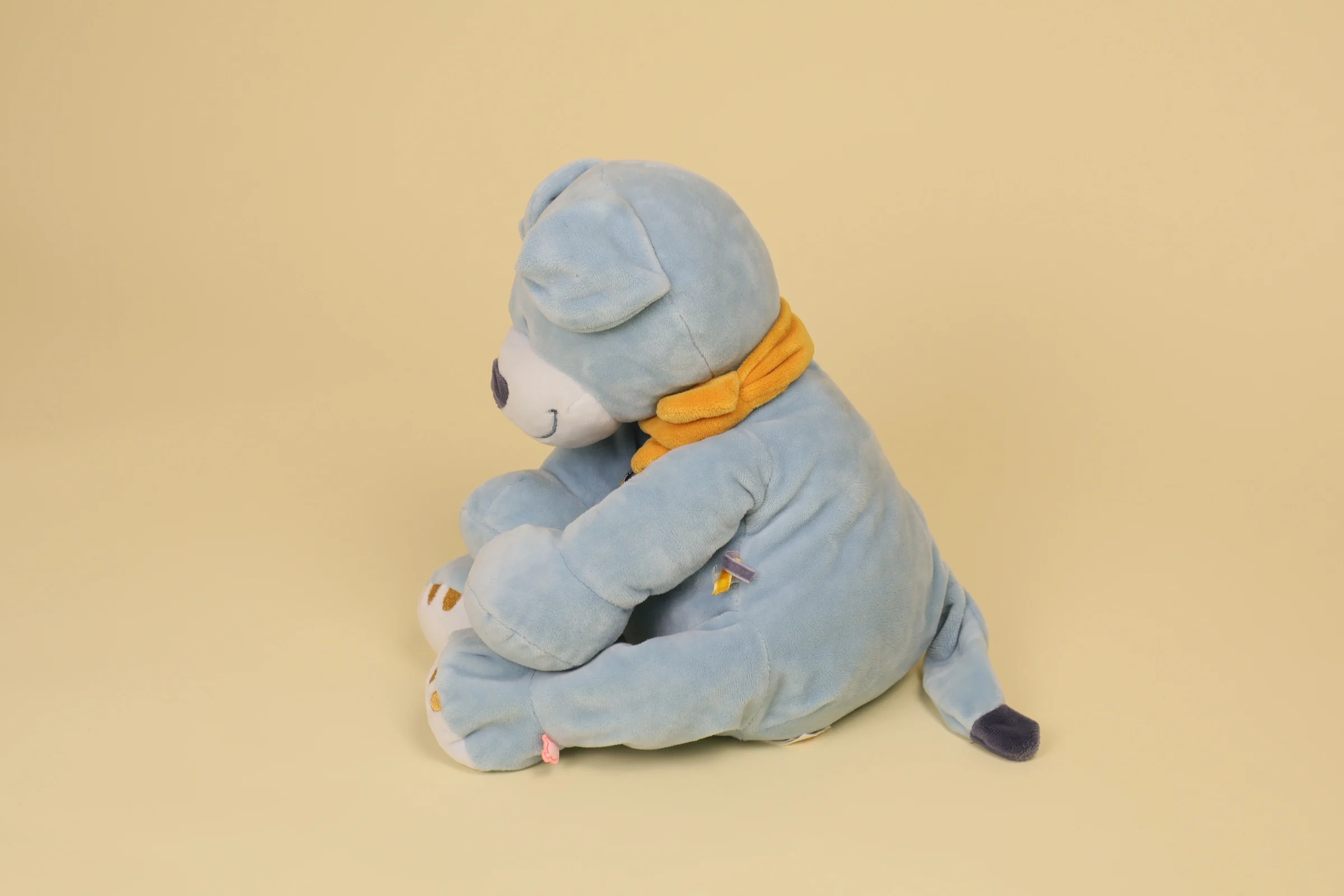 profil Grand doudou chien Achille bleu écharpe orange 35 cm marque Noukie's collection Achille et Zebrito