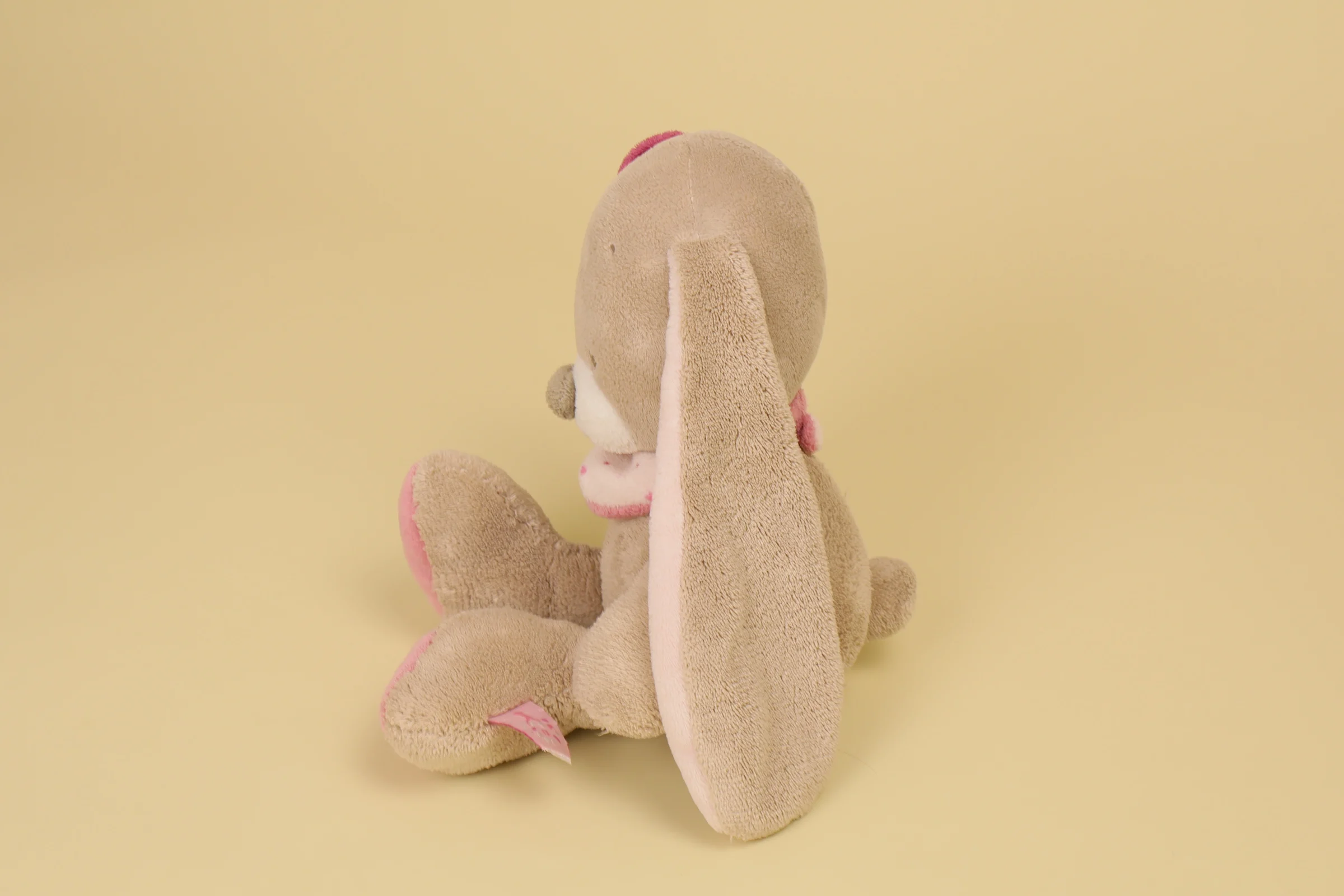 profil Peluche lapin Nina rose marron bandana 26 cm marque Nattou collection Nina Jade et Lili