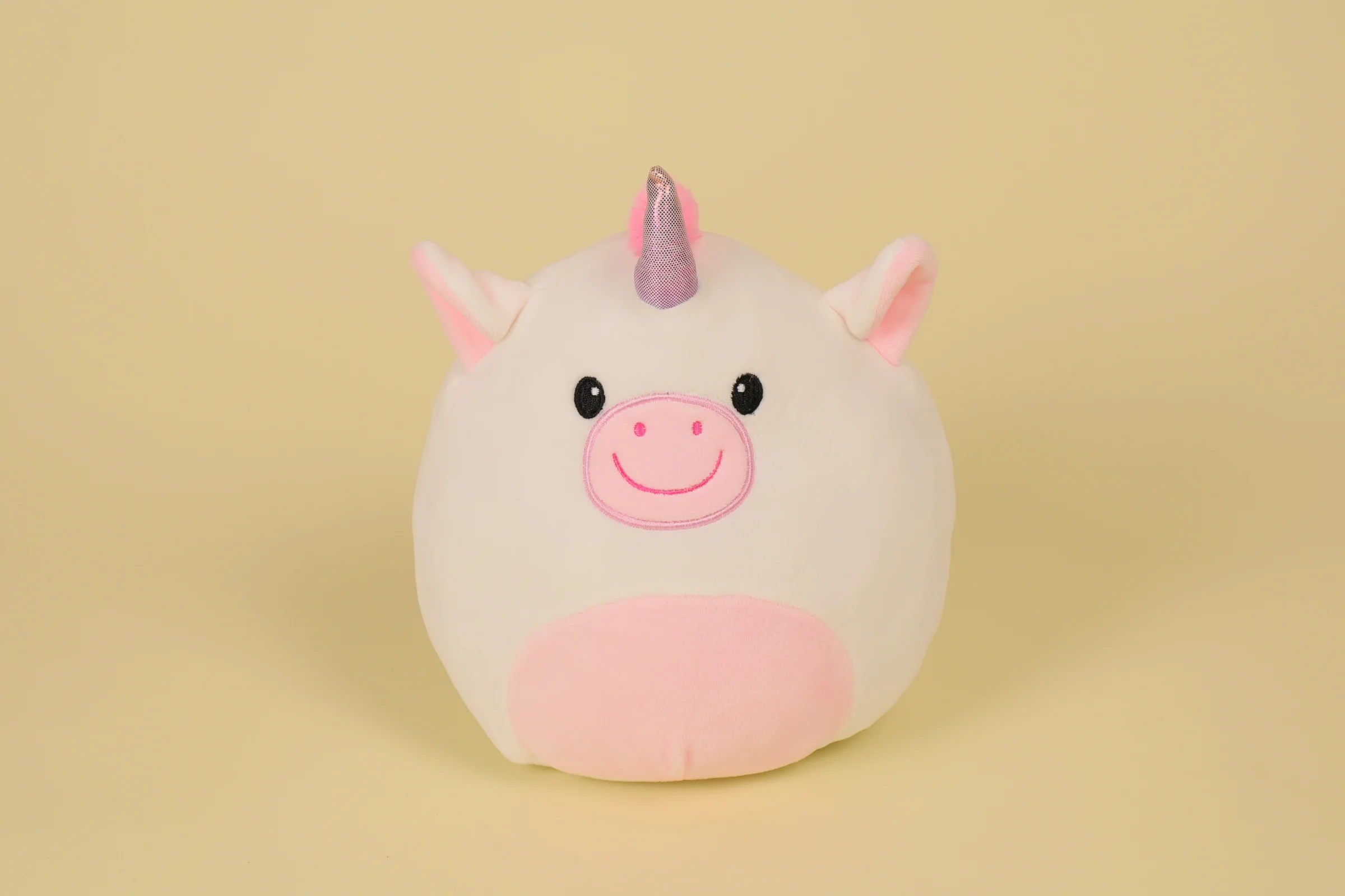 Peluche coussin licorne blanc et rose moelleux 22 cm marque HTI