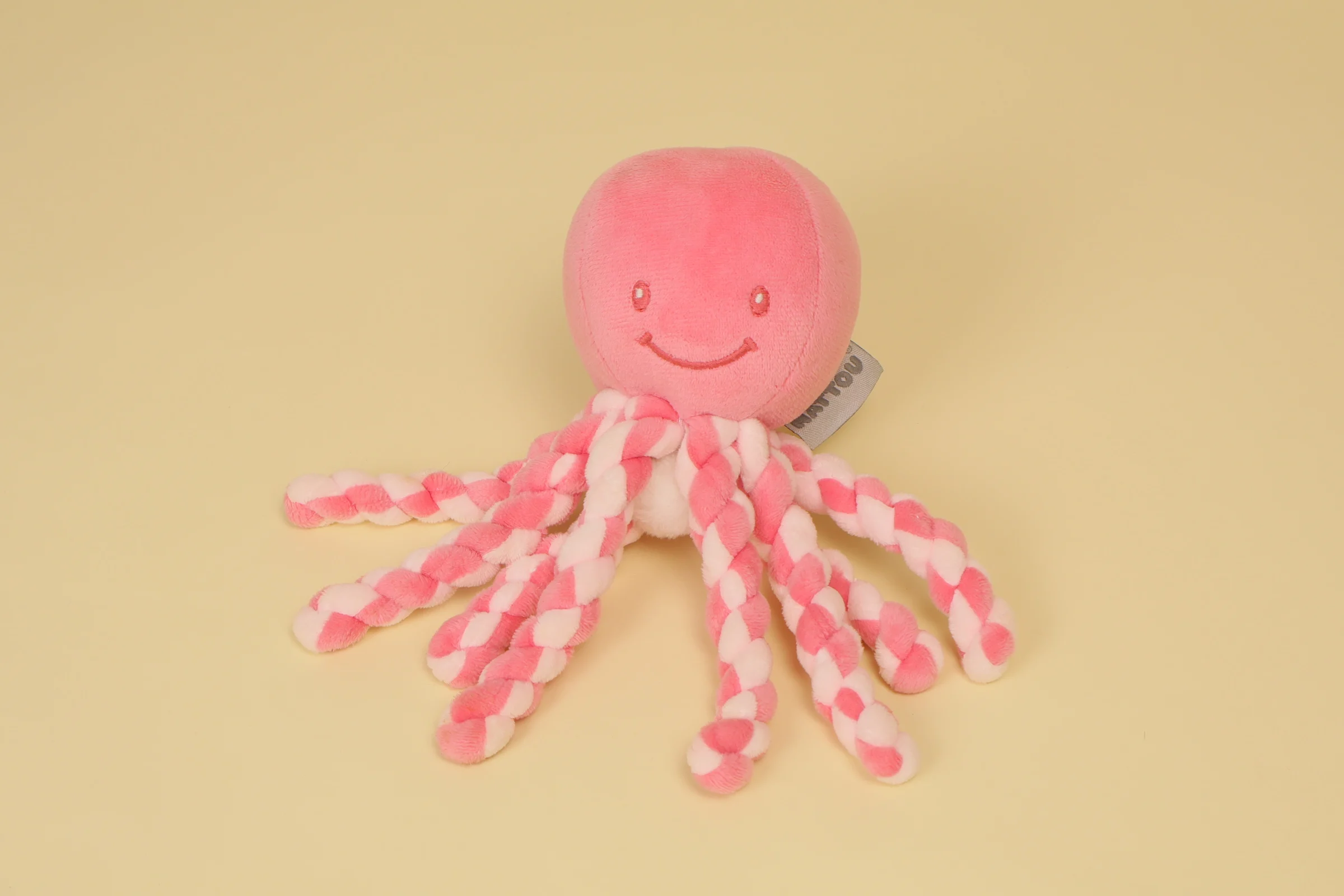 Doudou musical poulpe rose foncé et rose clair 20 cm marque Nattou peluche sonore nouveau-né