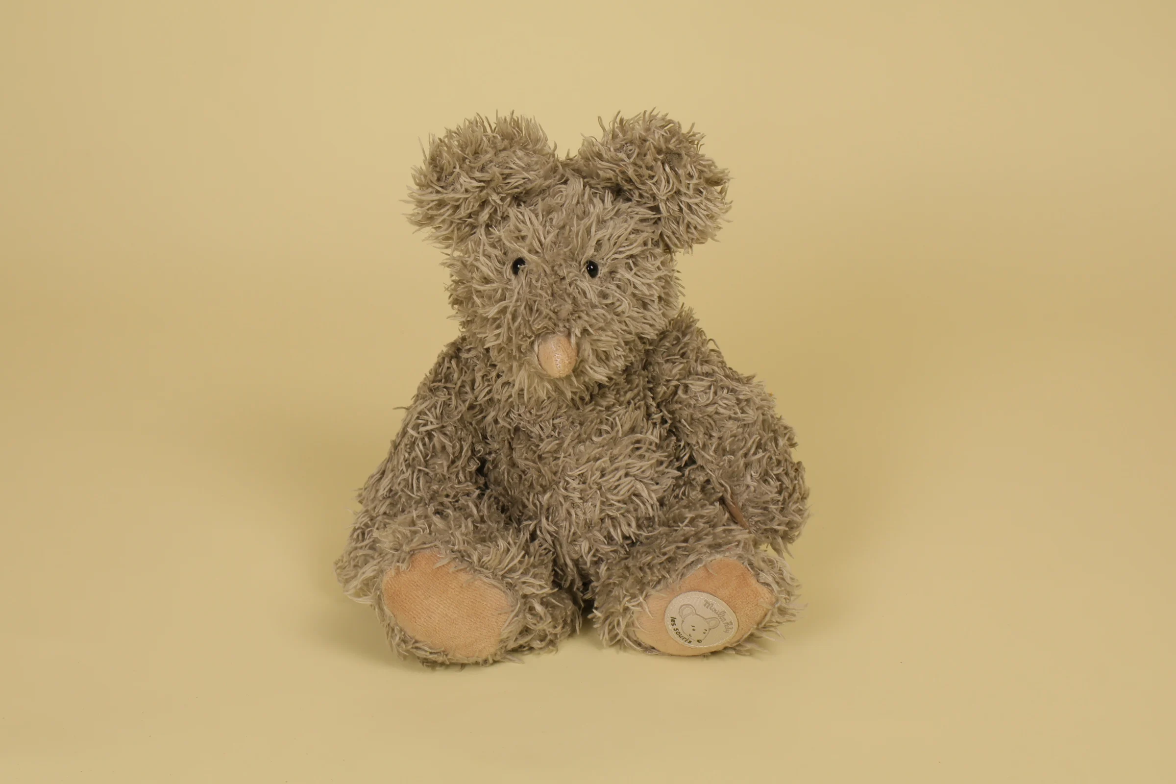 Peluche souris Zoe grise a longs poils 24 cm collection Vite un Calin vintage 2002 marque Moulin Roty