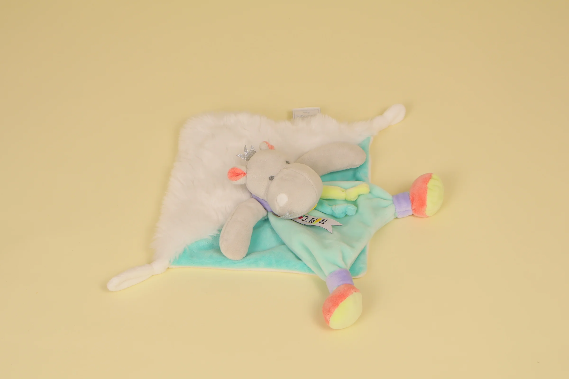 Doudou Hippopotame plat blanc et vert collection Tropi'cool 2019 marque Doudou et Compagnie