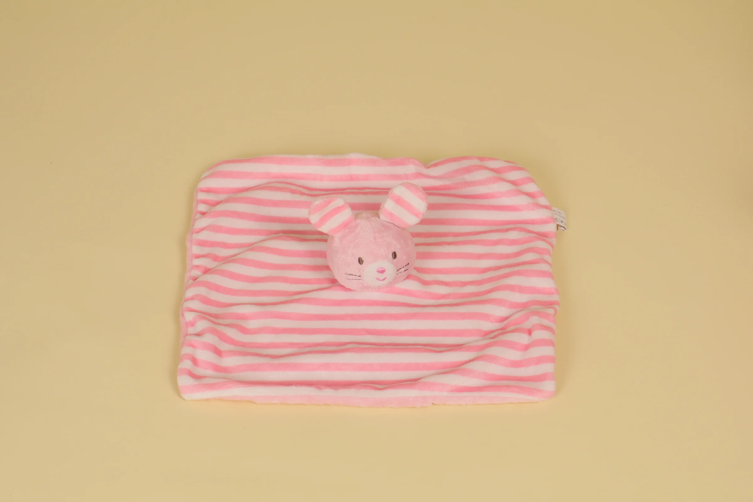 Doudou Plat Lapin Rose Rayé Marque ESPA Intercommerce