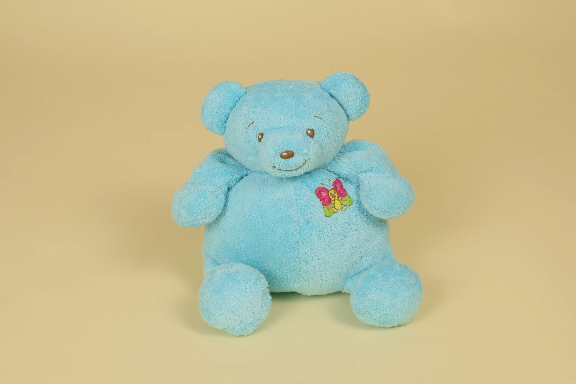 Doudou Ours Boule Turquoise avec Papillon Brodé 21 cm Collection Passeport Tendresse Année 2000 Marque Nounours