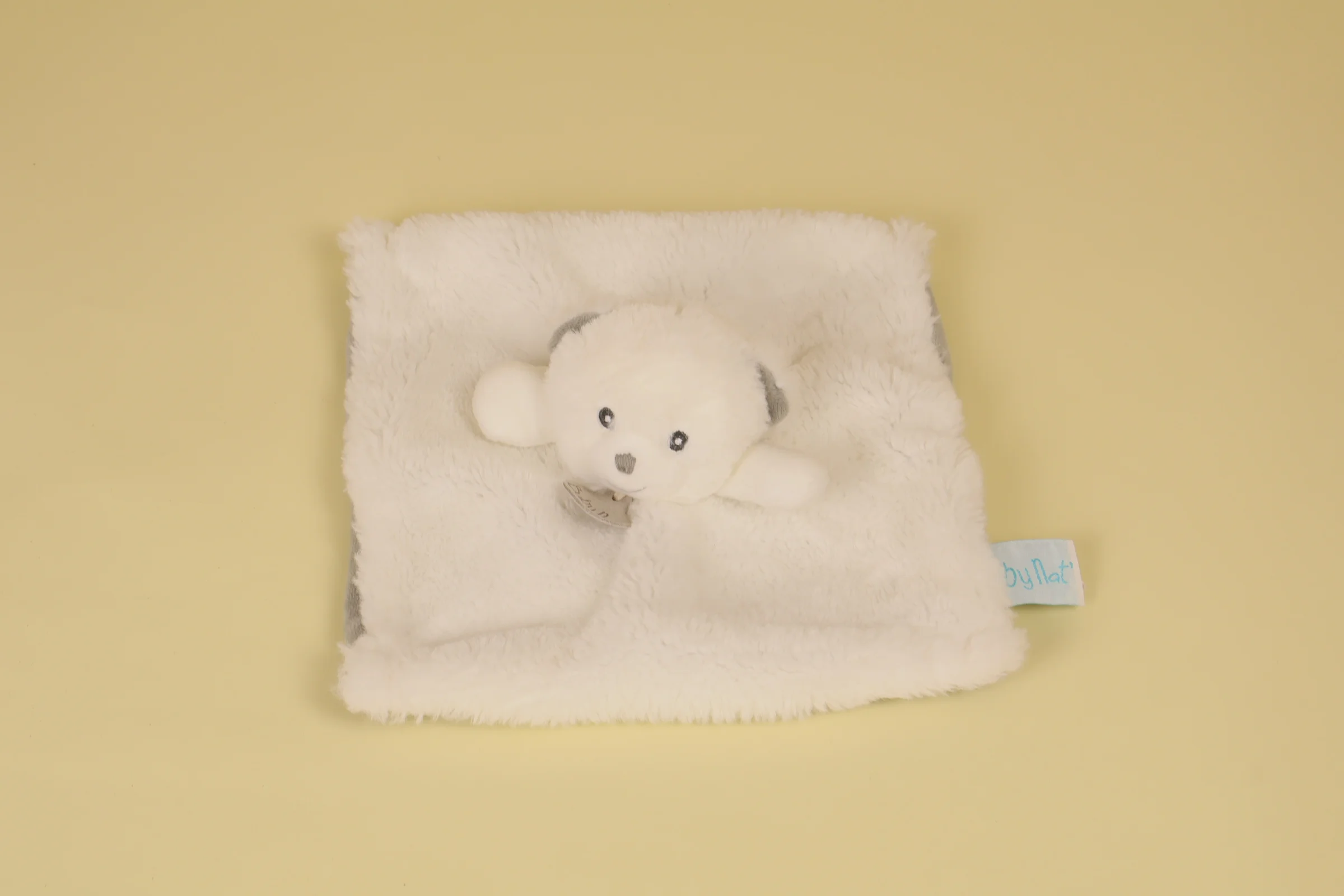 Doudou Ours Plat Blanc et Gris au Verso Collection Pap'ours Année 2014 Marque Baby Nat