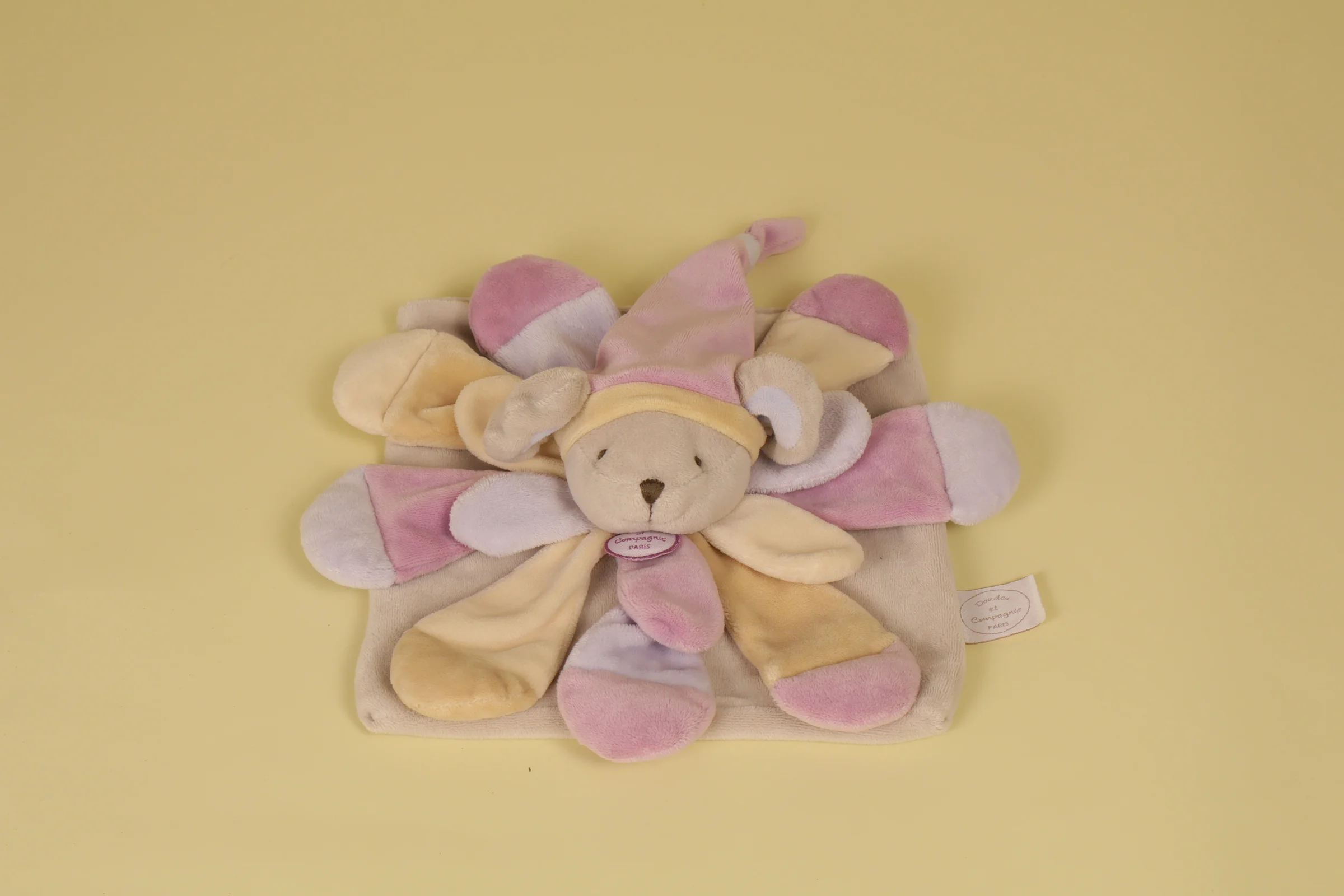 Doudou souris plat avec pétales rose poudré collection Collector 2012 marque Doudou et Compagnie