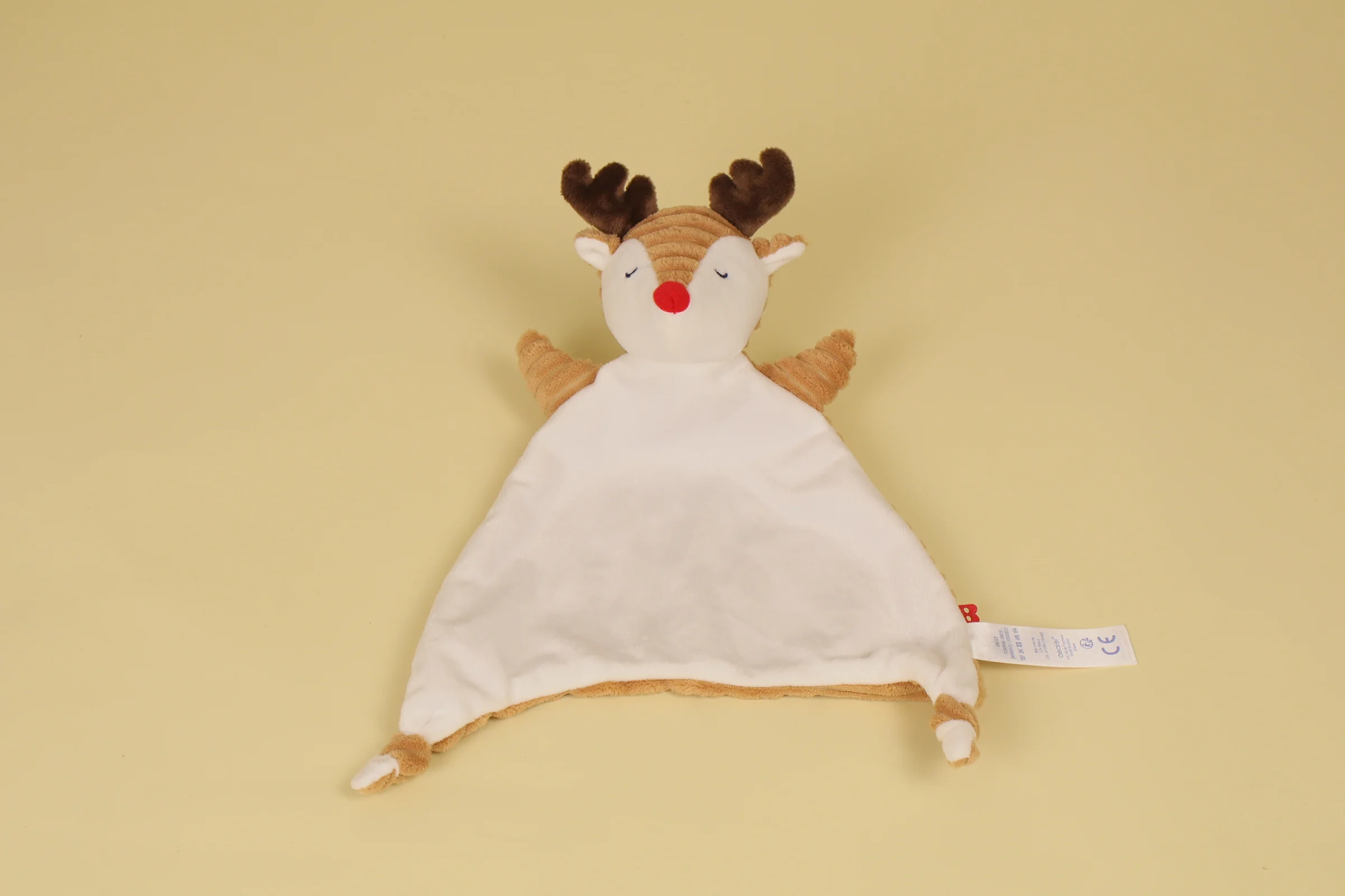 Doudou Renne Cerf Plat Blanc et Marron Année 2019 Marque Obaïbi