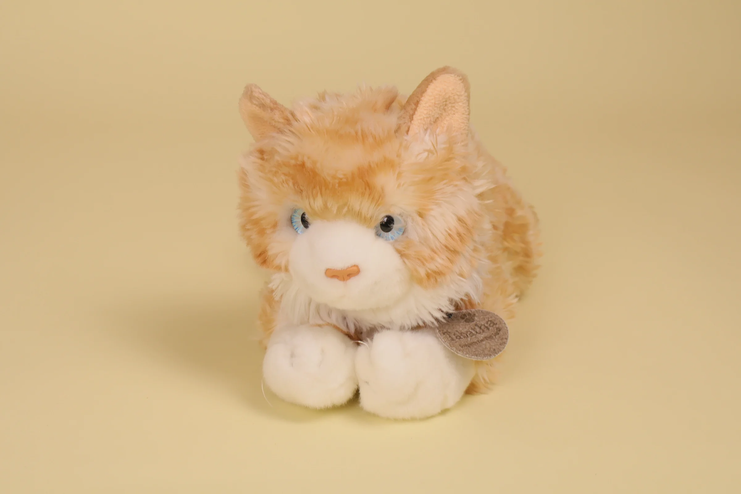 Peluche Chat Tabatha Tigre Caramel Couche Mesure 30 cm Annee 2007 Marque Keel Toys