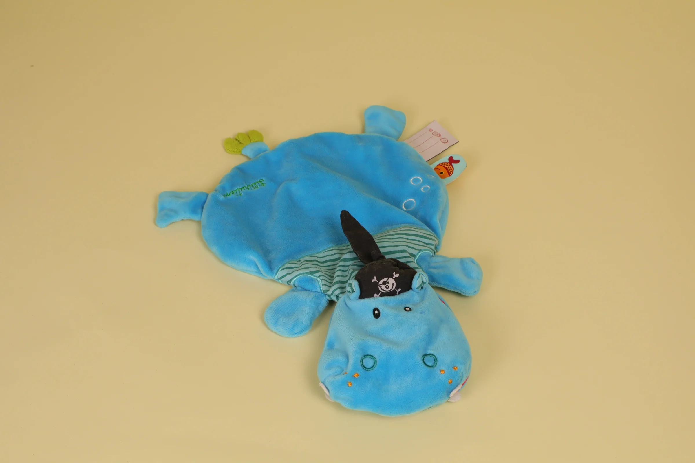 Doudou Marionnette Hippopotame Bleu Plat Arnold le Pirate Annee 2012 2013 Marque LILLIPUTIENS