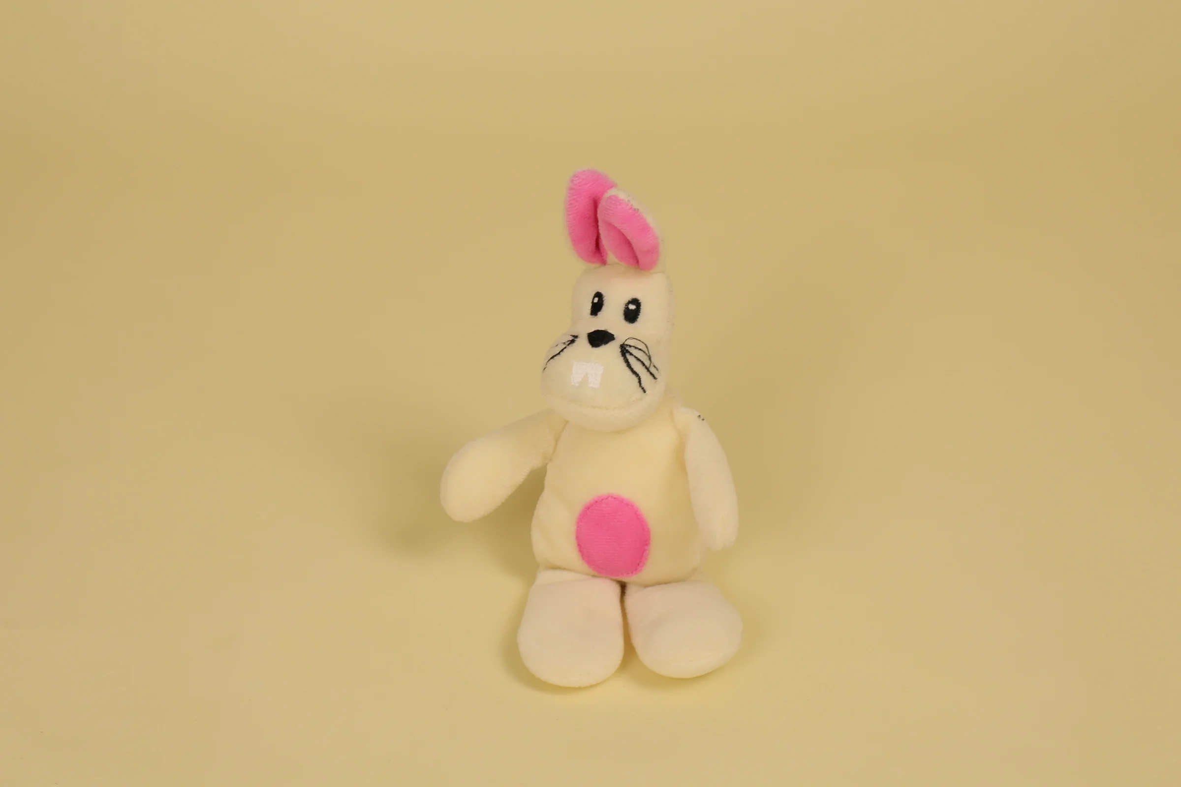 Mini Peluche Lapin Blanc et Rose Mesure 18 cm Collection Kanin Annee 1997 1999 Marque IKEA