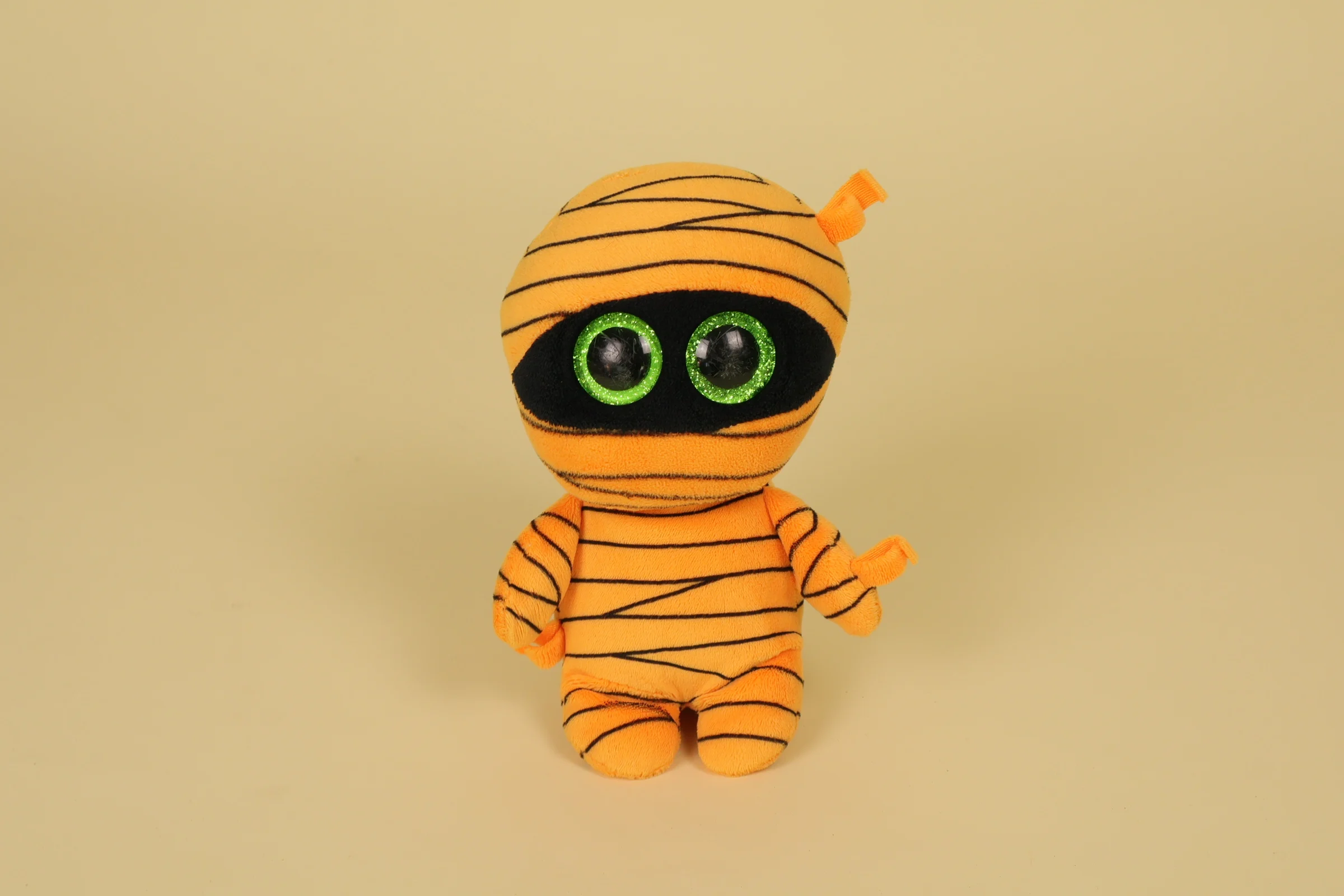 Peluche Momie Orange aux Yeux Brillants Verts 18 cm Annee 2017 Marque Ty