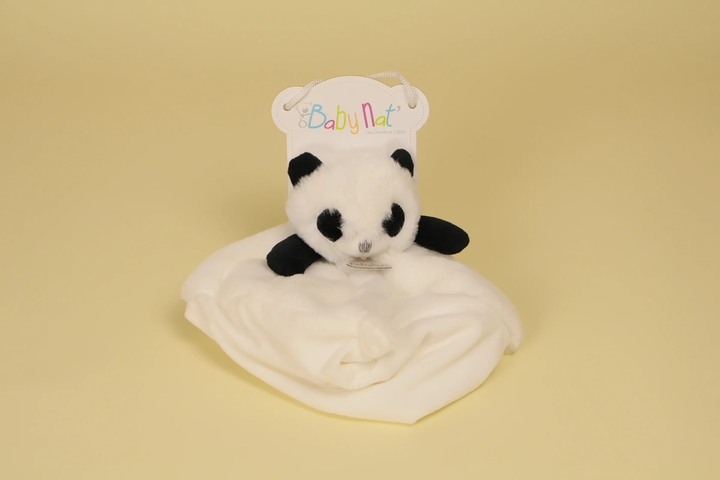 Doudou Panda Plat Blanc au Verso Collection Mon Ptit Panda Marque Baby Nat Ref BN0488 neuf